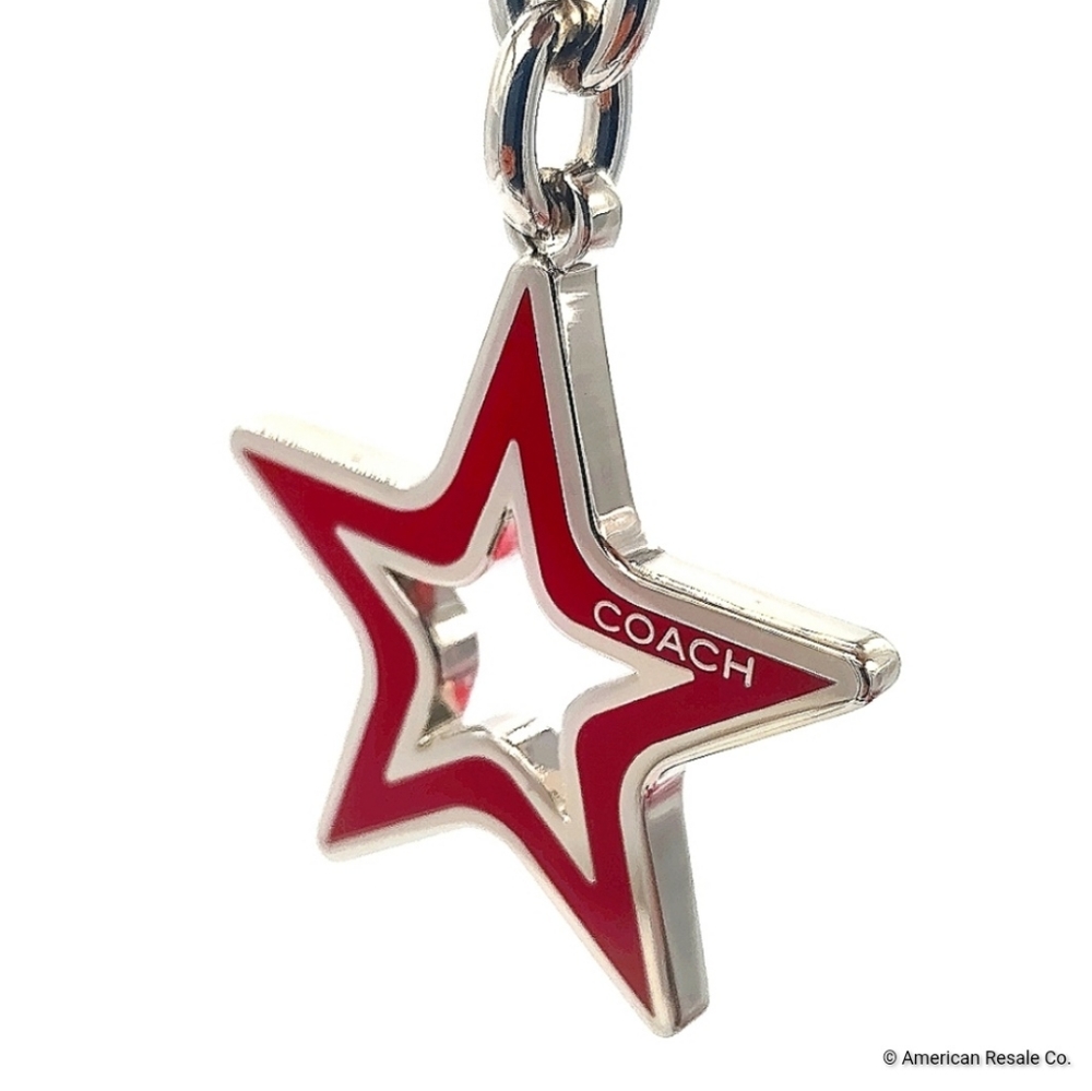 Vintage COACH Red Signature Star Keychain Fob Purse Charm #7358